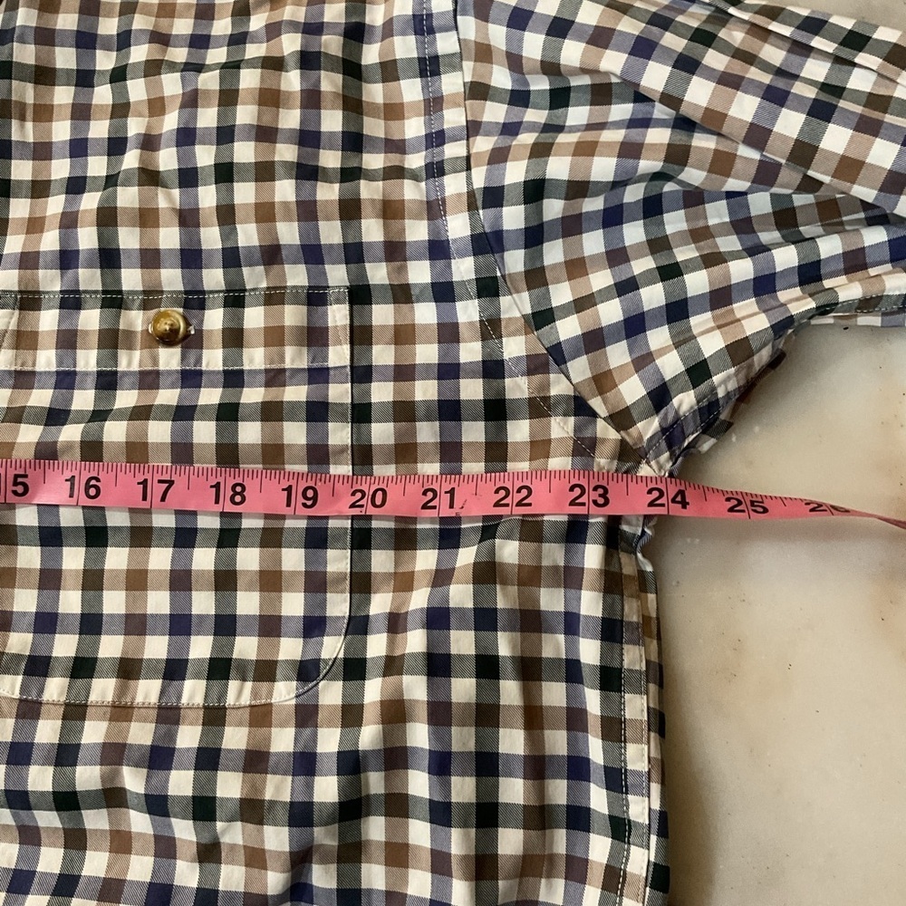 Orvis Men's Checkered Shirt - Blue and Brown - Picture 4 of 5